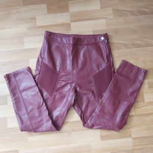 Free People Burgundy Unique Faux Leather Pants Size Small/Medium (S or M)